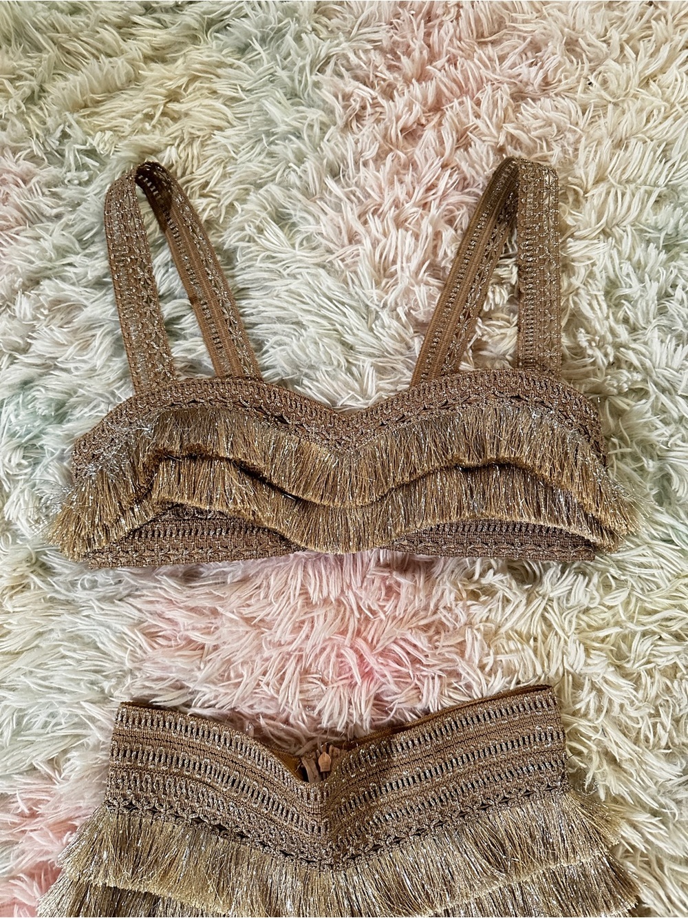 PatBO Metallic Fringe Top and Shorts Set Size 4 - Picture 7 of 11